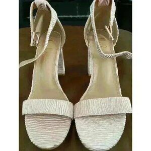 Lulus Women's Light Pink Pleated Satin Fairy Ankle Strap High Heel Size 10